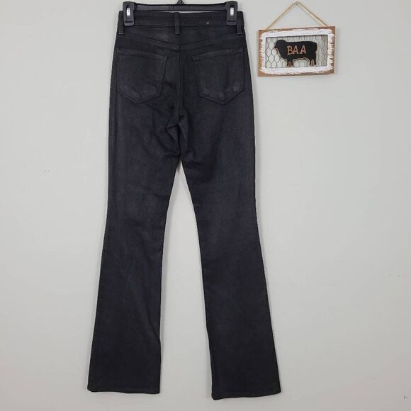 L'Agence Oriana High Rise Straight Leg Noir Coated Jeans Sz 24 Black Shimmery - Picture 2 of 12